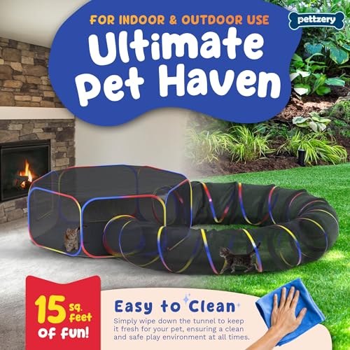 Outdoor Cat Enclosure - Portable Catio Playground Tent & Tunnels C83936