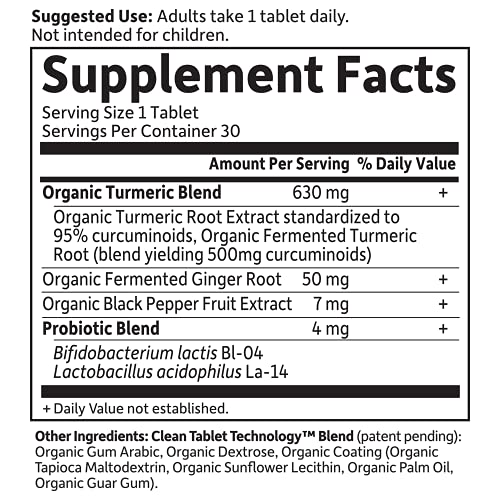 30 Tablets Turmeric Joints & Mobility Support 500mg Curcumin Black Pepper Organic Herbal Supplements I17703