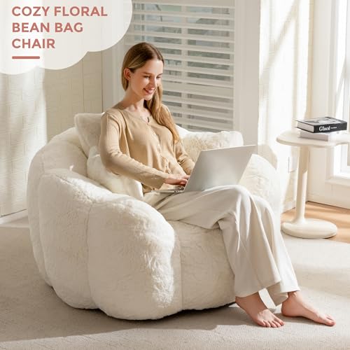 Beige Floral Shaped Bean Bag Sofa C5655