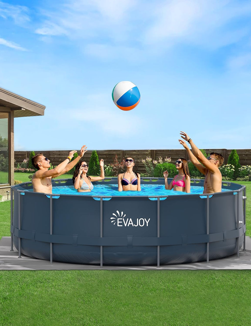 16ft x 48in Round Above Ground Metal Frame Swimming Pool Set with Sand Filter Pump S1094