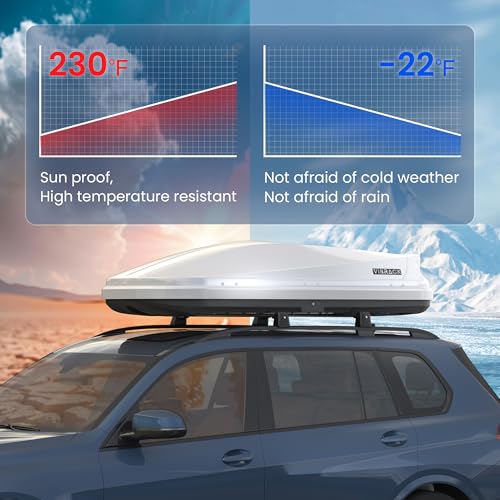 White 21 Cubic Feet Rooftop Cargo Box Carrier with Dual Side Opening V7081