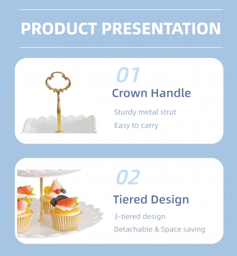 2 Pack White 3 Tier Plastic Dessert Cupcake Stand D598