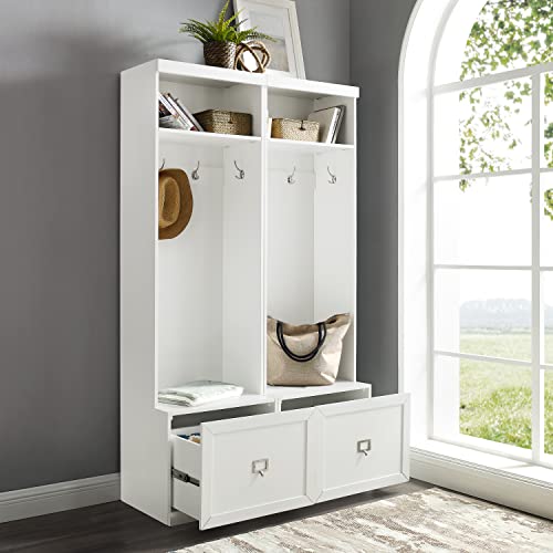 White 2-Piece Entryway Set with 2 Hall Trees N312