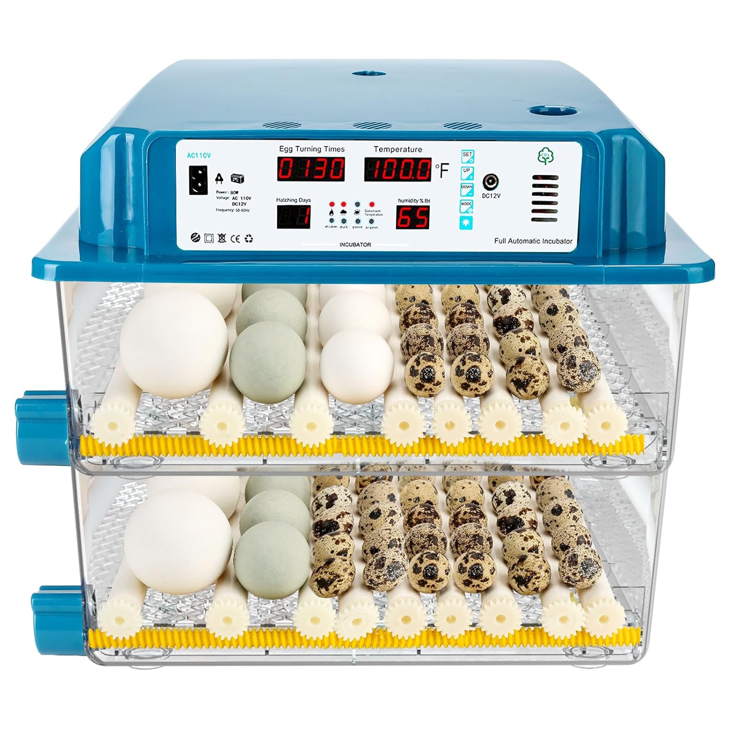 120 Egg Incubator Automatic Temperature Control Humidity Monitoring G213