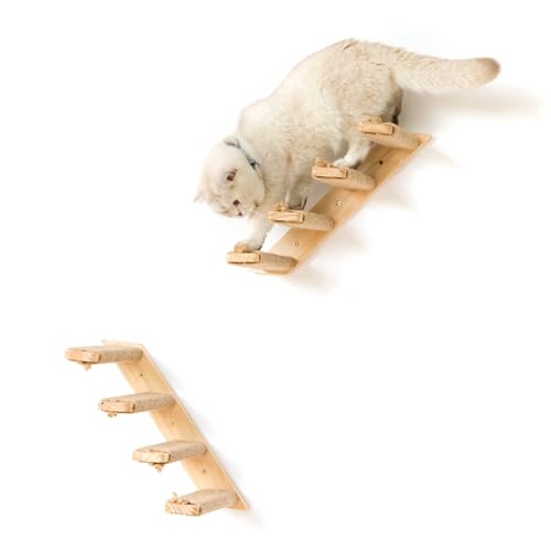 2 Pack 4 Steps Cat Wall Shelves with Sisal Rope S465239