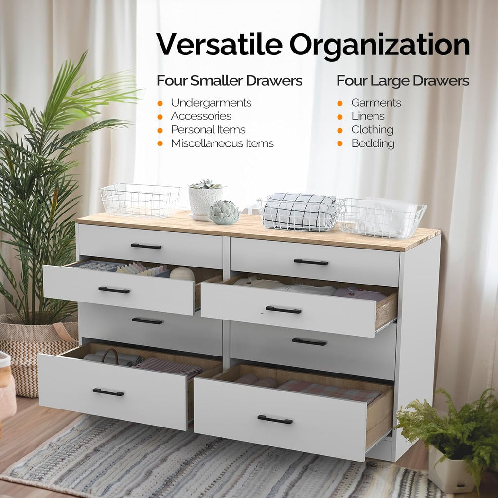 White 8 Drawer Wood Dresser Z91214