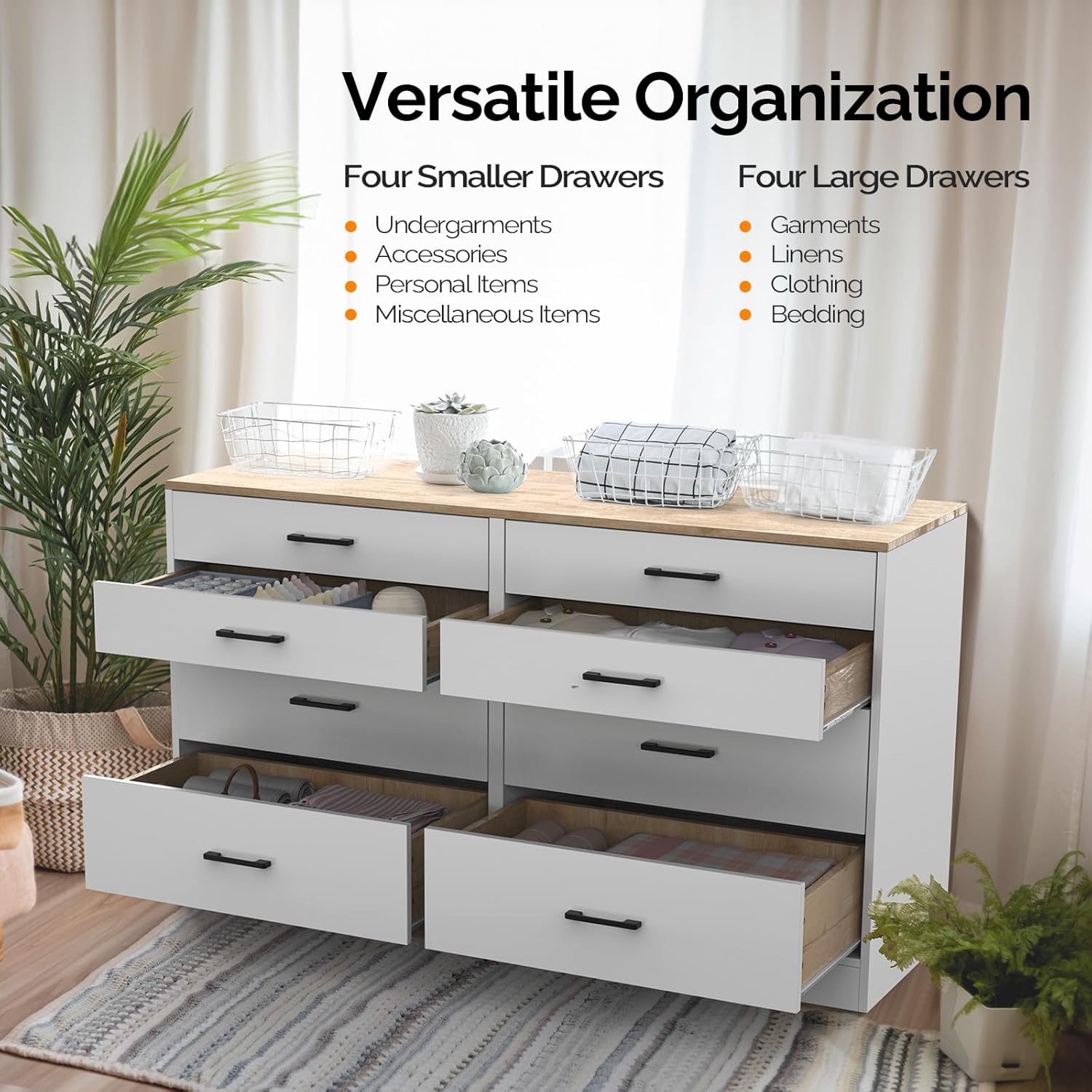 White 8 Drawer Wood Dresser Z91214