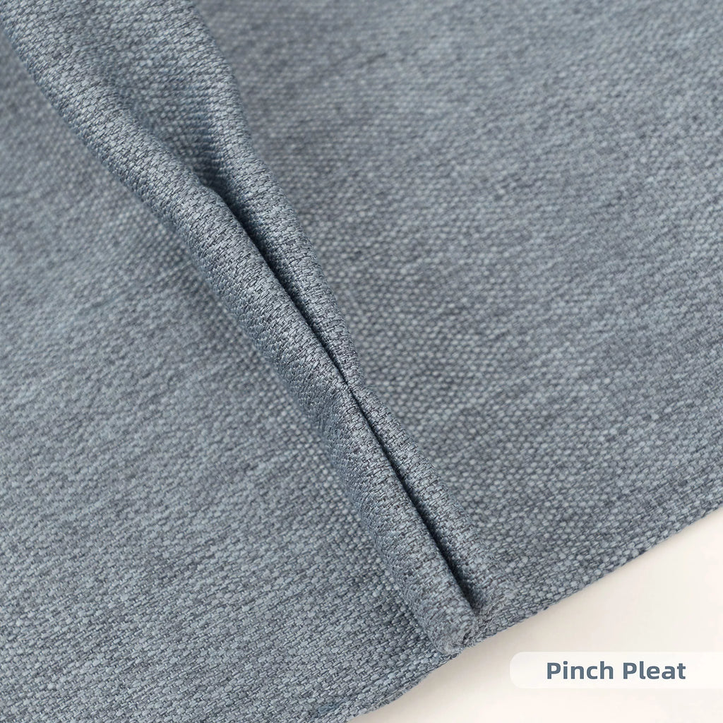 Dusty Blue Faux Linen Blackout Curtains 84 Inches 2 Panels K803