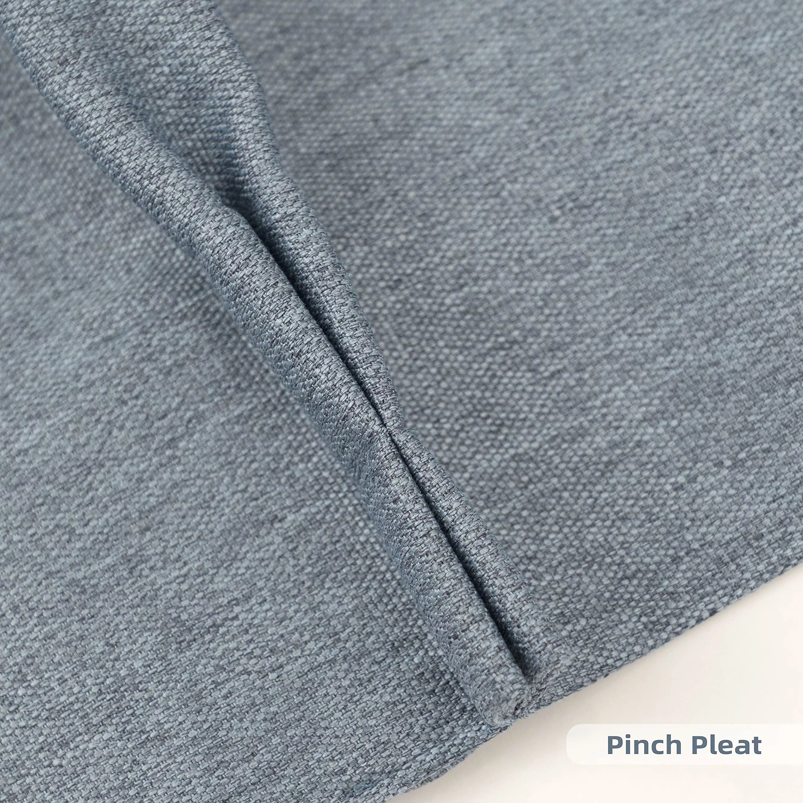 Dusty Blue Faux Linen Blackout Curtains 84 Inches 2 Panels K803