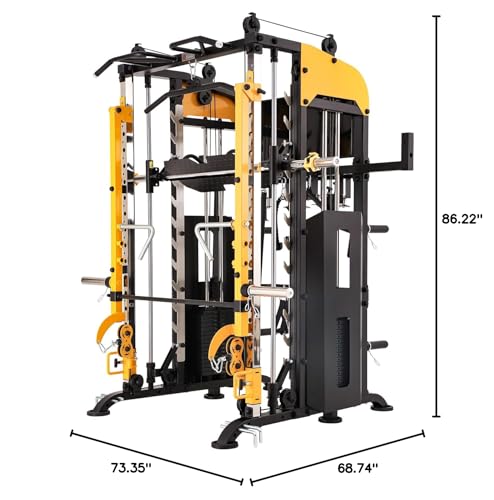 Smith Machine with Lever Arms Pulley Ratio 2:1 Squat Rack Pull Up Bar A4682