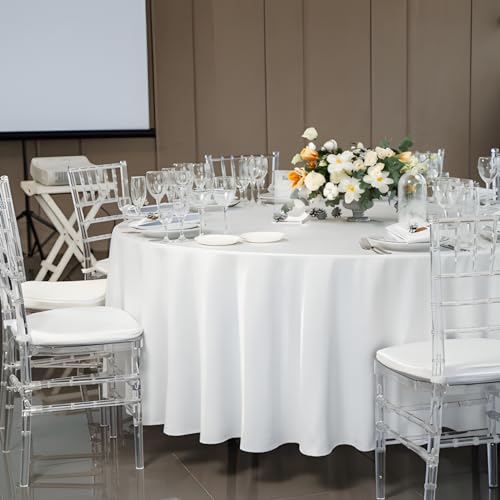 12 Pack White 120 Inch Round Polyester Tablecloth P62072