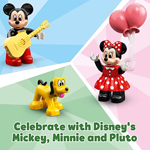 Mickey & Minnie Mouse Birthday Train Building Toy with Number Bricks, Cake and Balloons, for Ages 2+ X527