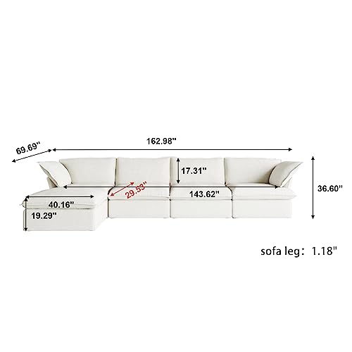 Beige 4 Seater Sectional Sofa with Storage Ottoman K7298