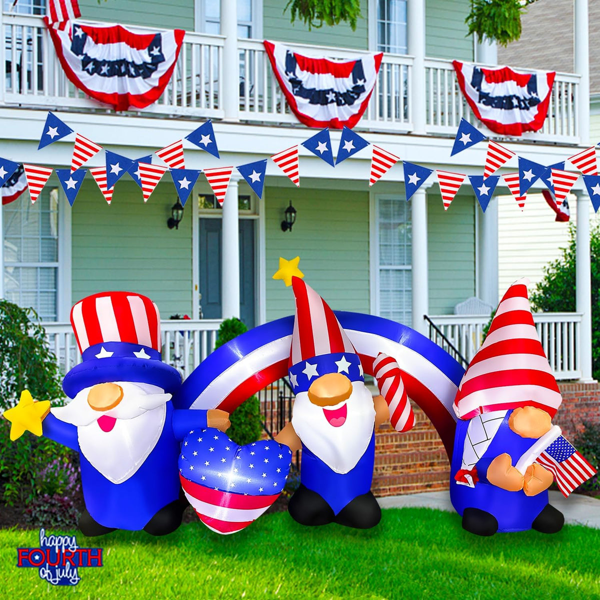 7 FT Inflatable 3 Gnomes with Archway Decorations R3385