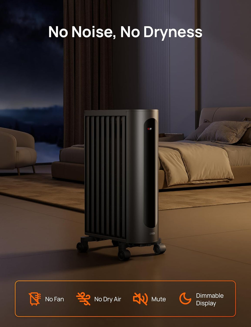 1500W Oil Filled Radiator Heater with Remote Control, Gray I104438