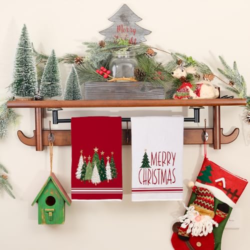 Red Xmas Tree Kitchen Towels Set of 2 Q17053
