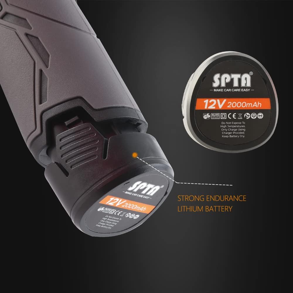 Cordless Car Buffer Polisher with 2Pcs 12V Lithium Rechargeable Battery Brushless Polisher, 2.0Ah M9987