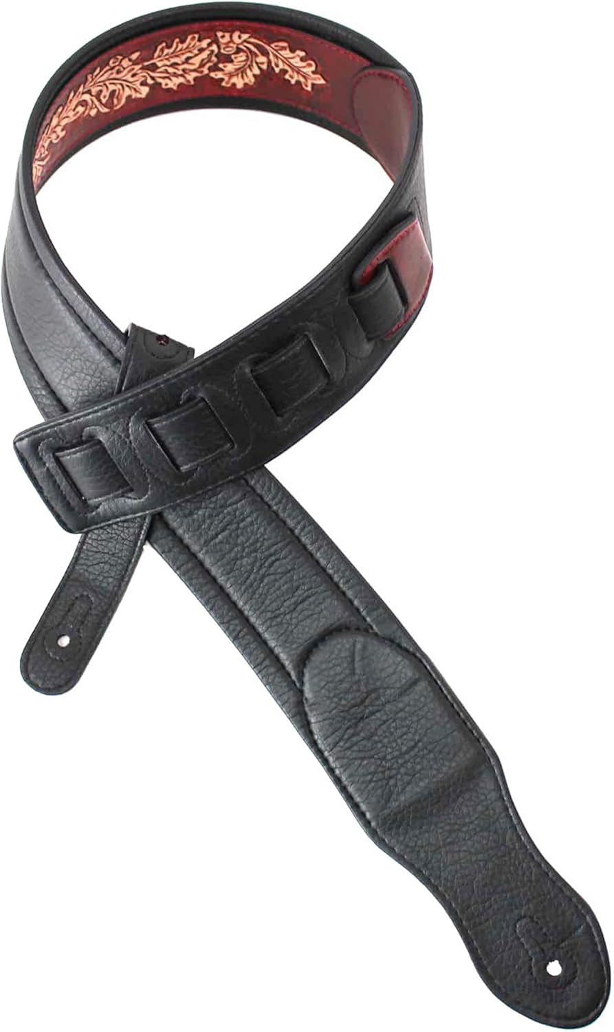 Mahogany Brown Full Grain Leather Guitar Strap F9828