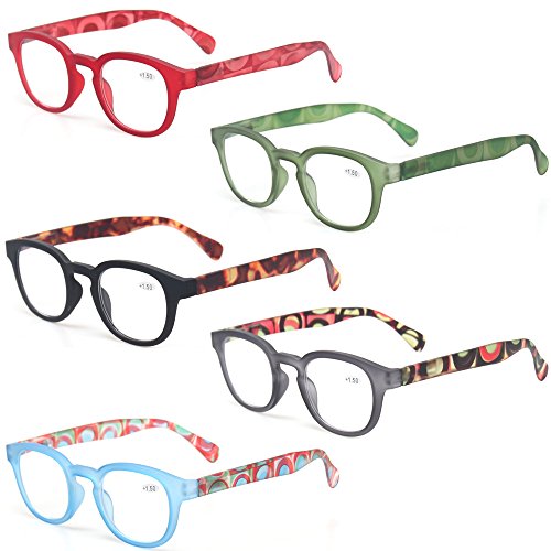 5 Pack Unisex Reading Glasses with Spring Hinge J99600