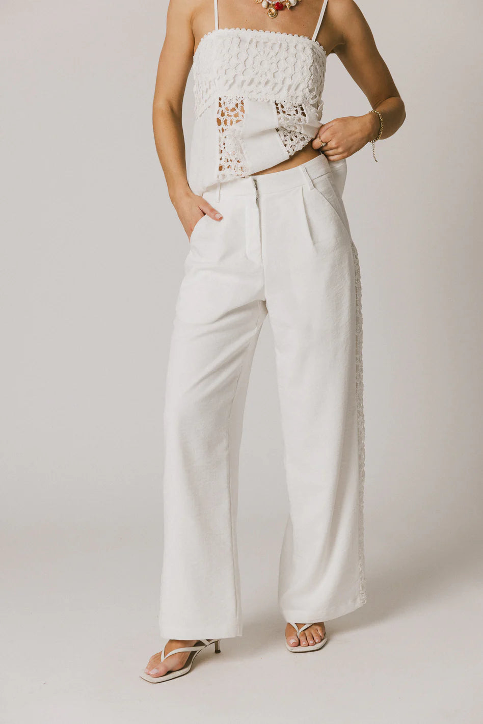 White Crochet Pants R746