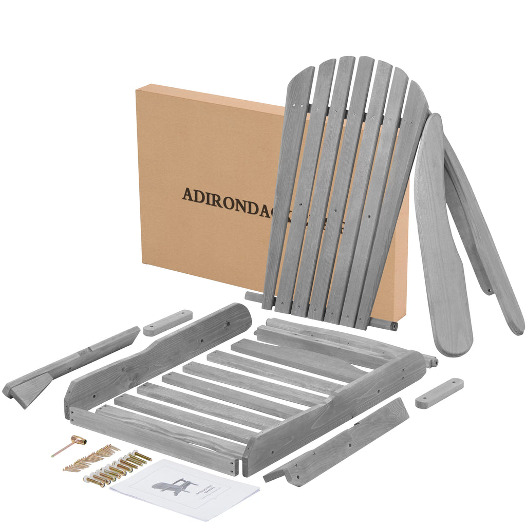 Gray Wooden Folding Adirondack Chair Set of 2 G8048