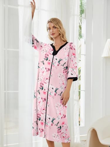 Moo Moo Nightgown House Dress Zip up Robes Long Lounge Dress House Coat I541859