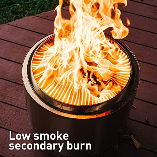 Portable Smokeless Fire Pit with Stand, Woktop & Hub, Stainless Steel/Cast Iron, 22in x 14.25in O8729