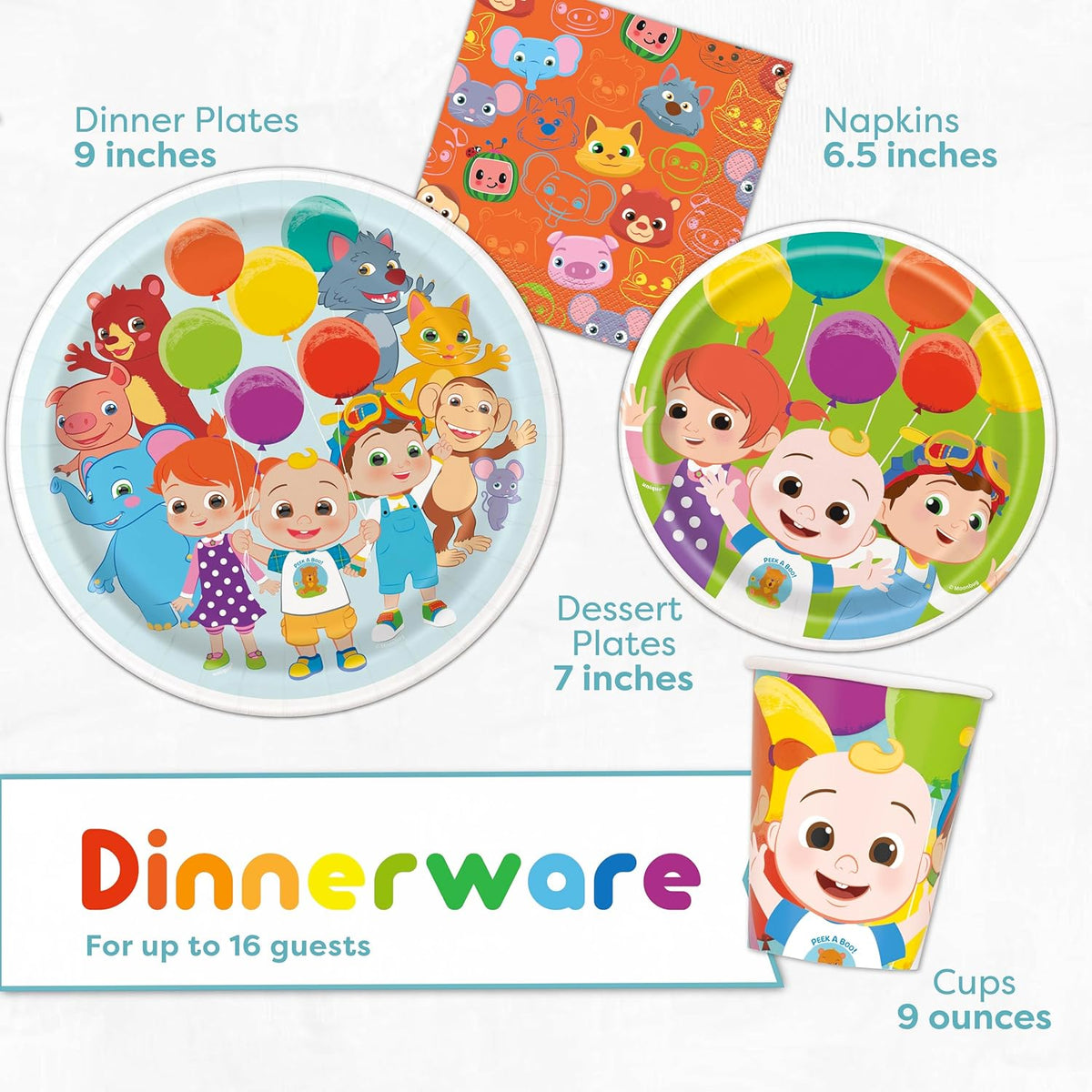 Party Supplies Set Serves 16 Guests with Banner, Table Cover, Plates, Napkins, Cups and Sticker B232229