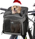 Dog Bike Basket Carrier with Reflective Strips and 2 Side Storage Pockets C33215