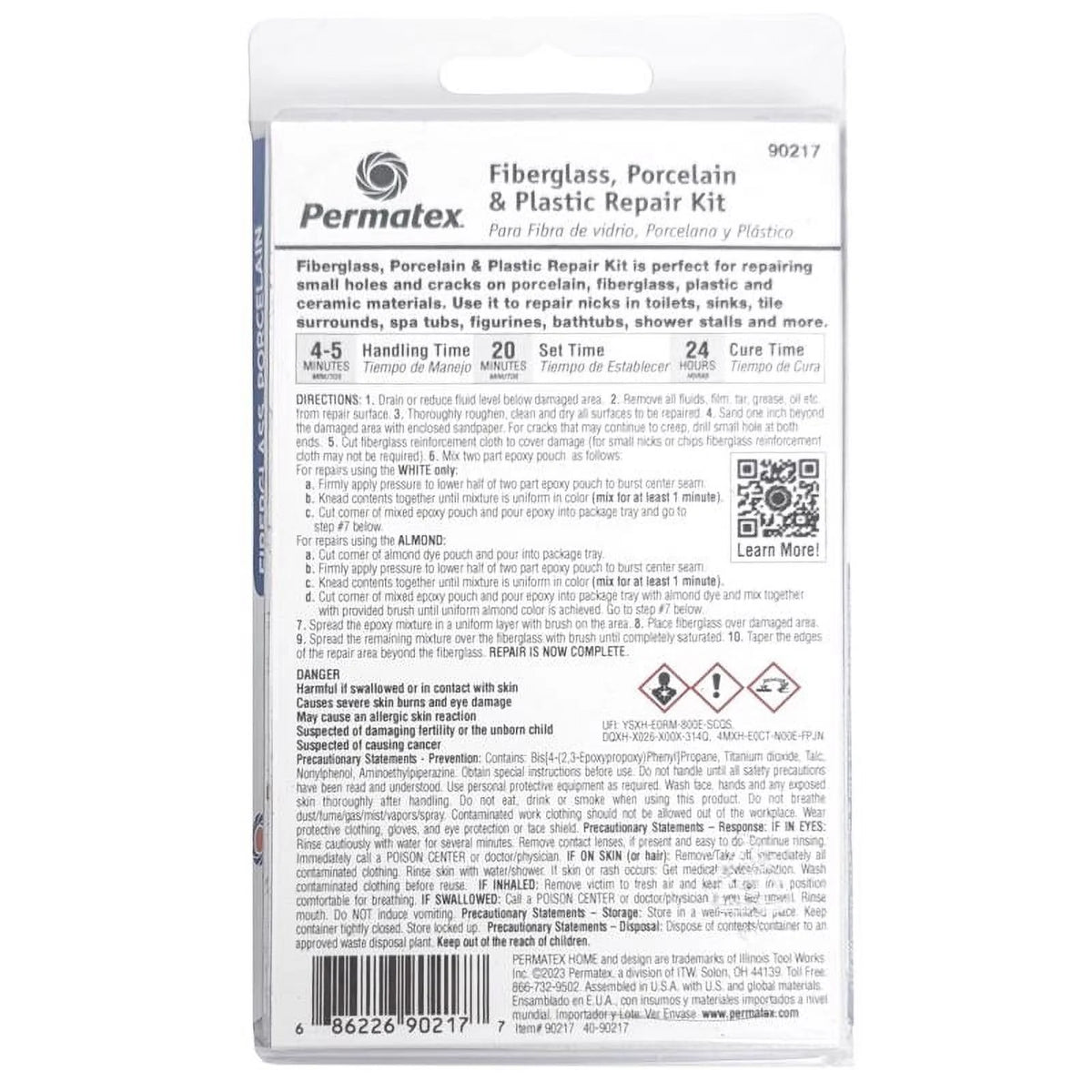1.06 Oz. Fiberglass, Porcelain & Plastic Epoxy Repair Kit L59873