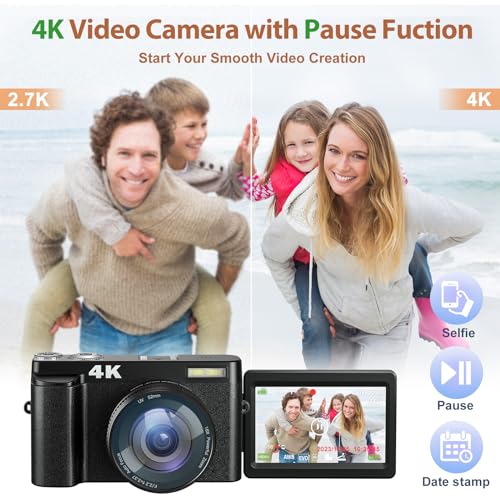 48MP 4K Digital Camera with 3'' 180° Flip Screen 16X Zoom N460909