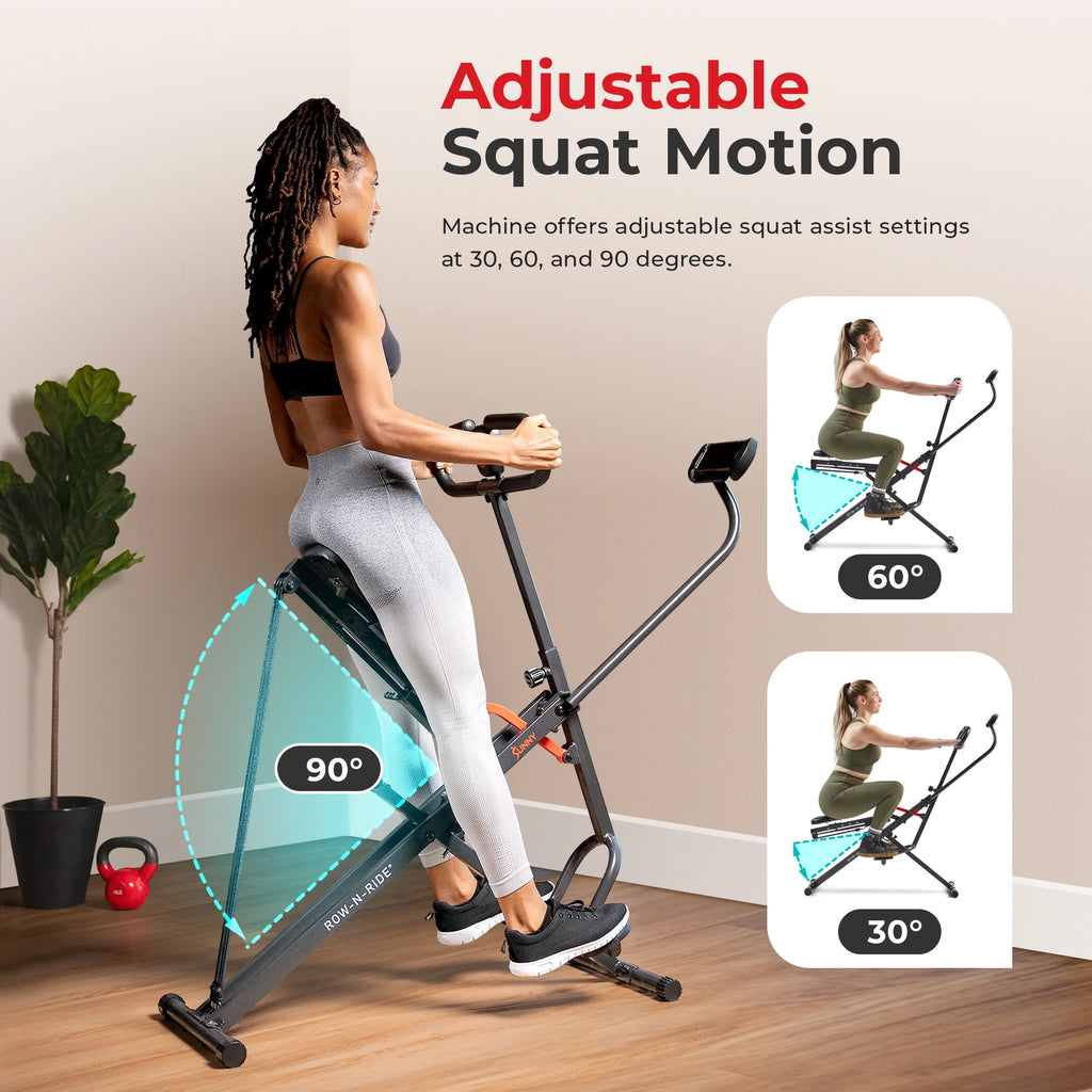 Smart Upright Row-N-Ride Exerciser, Squat Assist Trainer with Adjustable Resistance, Foldable H7821