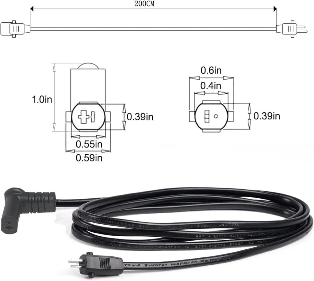 2-Pin Power Adapter with Extension L Shape Cable Cord for Lift Chair X110031
